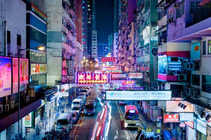 Hong Kong Mong Kog Street with neon signs